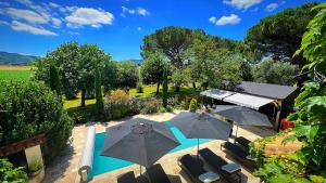 Maisons d'hotes Le Mas Des Abeilles - Chambres d'hotes en Drome Provencale : Chambre Lit King-Size - Vue sur Piscine 