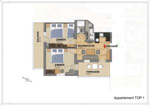 Two-Bedroom Apartment (5 Adults) room in Hotel Garni Schönblick