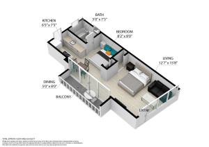 Balcony Deco Apt, w2 QueenBeds, on Ocean Dr Beach