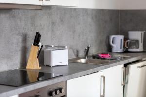 BEST STAY moderne Stadtwohnungen in Hünfeld - Küche, Schlafsofa, Terrasse oder Balkon WLAN Smart TV