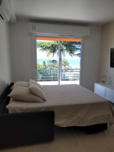 Grand T2 vue mer dans résidence de standing, parking, pointe croisette