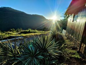 Chalé romântico com vista e banheira