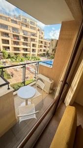 Studio with pool view