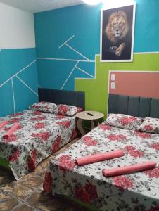 Quarto, garagem, portão automático, banheiro, wi-fi, tv, frigobar e ventilador de teto