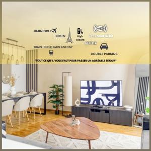 Appartements L-ilot Zen- Ideal pour famille-Groupe-Pro-Double Parking-highwifi-Aeroport Orly 8min-Paris30min : photos des chambres