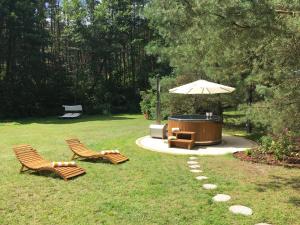 Deluxe Holiday Zdrojowa -Willa typu Alpejskiego w Borach Tucholskich-Całoroczna Balia z jacuzzi-Prywatny las i strumyk -Duża Wiata grillowa