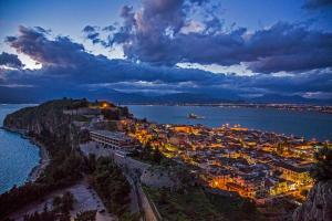 Nafplio Vacation Home, two levels of comfort with beautiful large private terrace and breathtaking views of the Palamidi Castle Fortress