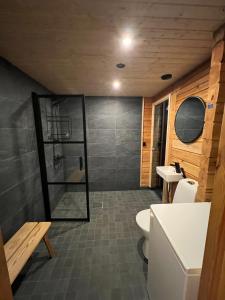 Logcabin, sauna, fireplace, view, kitchen