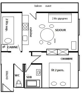 Résidence Le Mont Blanc - 2 Pièces + cabine 6 pers - LE MONT-BLANC - 041MB -PLAGNE CENTRE MAE-5854