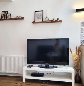 Modernes 1-Zimmer-Apartment mit Galerie-Schlafkoje im skandinavischen Stil