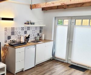 Modernes 1-Zimmer-Apartment mit Galerie-Schlafkoje im skandinavischen Stil