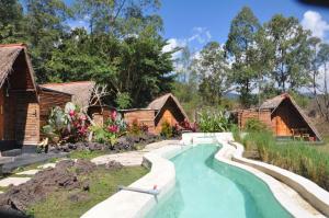 Triangular house and hot spring