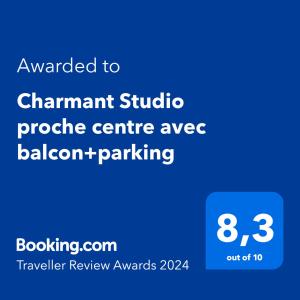 Charmant Studio proche centre avec balcon+parking