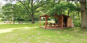 Woodorf drewnem usłane - dom z jacuzzi nad rzeką Słupią wśród pól i lasów z chatą grillową, ogniskiem i placami zabaw dla dzieci