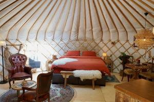 Unieke Yurt in het bos met jacuzzi en sauna