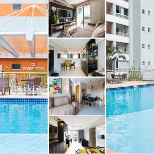 Apto a 10 min da Vila Germânica, dois quartos, salas de estar e jantar, cozinha completa, sacada com churrasqueira, Wi-Fi, Piscina, academia, mercadinho 24 horas e Vaga de garagem - Gaspar Alto