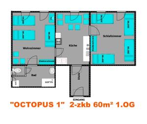 OCTOPUS-1 Monteurwohnung in Zentrum! 2-zkb in 1og