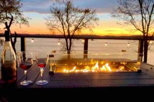 Panoramic Sunset View Waterfront Firepit