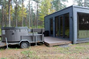 Minimaja saunaga vaatega männimetsale