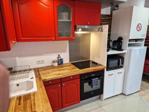 Appartements 03 - Joli studio traversant situe au rdc avec 2 lits, tout equipe pour 1, 2 ou 3 personnes maximum, entree independante donnant sur parking dont une place est reservee devant la porte, grand fourgon possible et petit jardin sur l'arriere comme une maison : photos des chambres