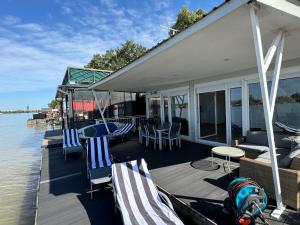 Beautiful houseboat on the Sava river