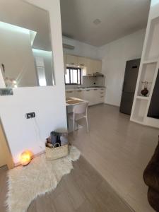 An apartment with fireplace