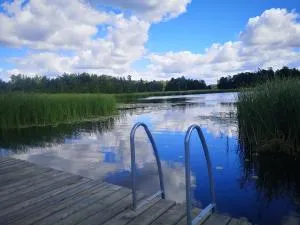 Dom nad jeziorem z prywatnym pomostem i linią brzegową - Pilchy