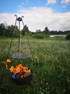 Dom nad jeziorem z prywatnym pomostem i linią brzegową