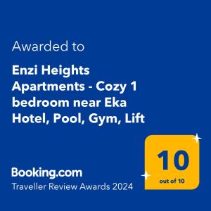 Enzi Heights Apartments - Cozy 1 bedroom near Eka Hotel, Pool, Gym, Lift