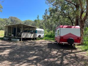 Alice & Elvis, Crescent Head, Retro Caravans with Deck, Bathroom & Outdoor Bath in a Bush Setting near the Beach