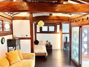 A traditional Korean House with a yard