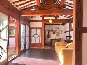 A traditional Korean House with a yard