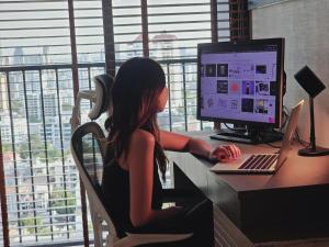 1BR at ThongLor BTS overlooking city with Workspace