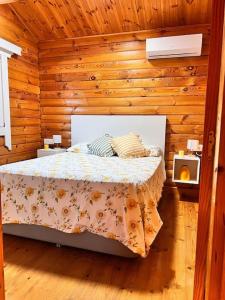 La casica de madera con Jacuzzi exterior y barbacoa