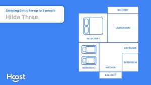 H3 with 3,5 rooms, 2 BR, livingroom and big kitchen, modern and central