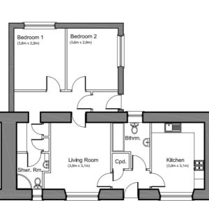 5 Riverside Place Thurso. 2 bed, 2 bathrooms.