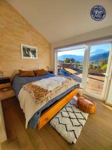 Confortable refugio de monataña con vista al Volcan