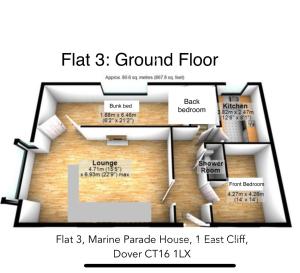 Flat 3 Marine Parade House, 1 East Cliff - Next to Dover Port, White Cliffs, Beach, Castle