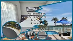 Flat Pampulha orla prox Mineirão com varanda - Contagem