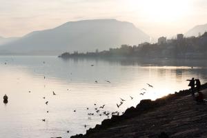 City centre with lake view