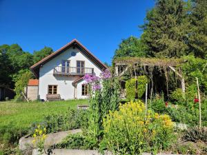 Helles Landhaus auf Waldlichtung
