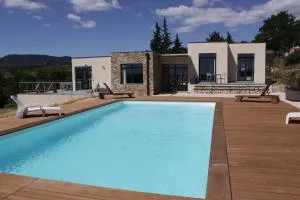 Maison contemporaine piscine avec vue panoramique - Labastide-de-Virac