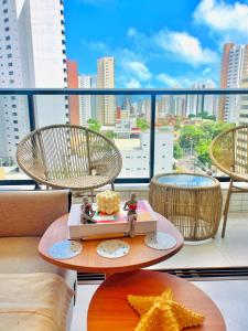 Flat Luxo com Coworking, Academia e Rooftop - WiFi 1Gb - Beira Mar 4 min