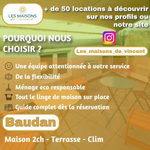 Maisons de vacances Baudan - Clim - Terrasse : photos des chambres