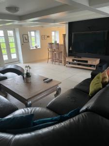 Large cozy living room with bedroom, bathroom