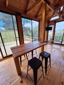 Acuarela minicasas con piscina en Lago Vichuquen