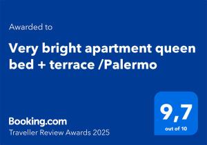 Very bright apartment queen bed + terrace Palermo
