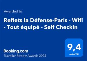 Appartements Reflets la Defense-Paris - Wifi - Tout equipe - Self Checkin : Appartement 1 Chambre
