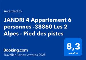 JANDRI 4 Appartement 6 personnes -38860 Les 2 Alpes - Pied des pistes