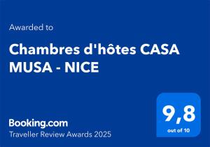 B&B / Chambres d'hotes Chambres d'hotes CASA MUSA - NICE : photos des chambres